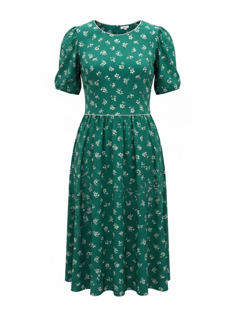 Vintage Petite Lanz 70'/80's Green Floral Midi Dress with Puff Sleeves Modest 6?